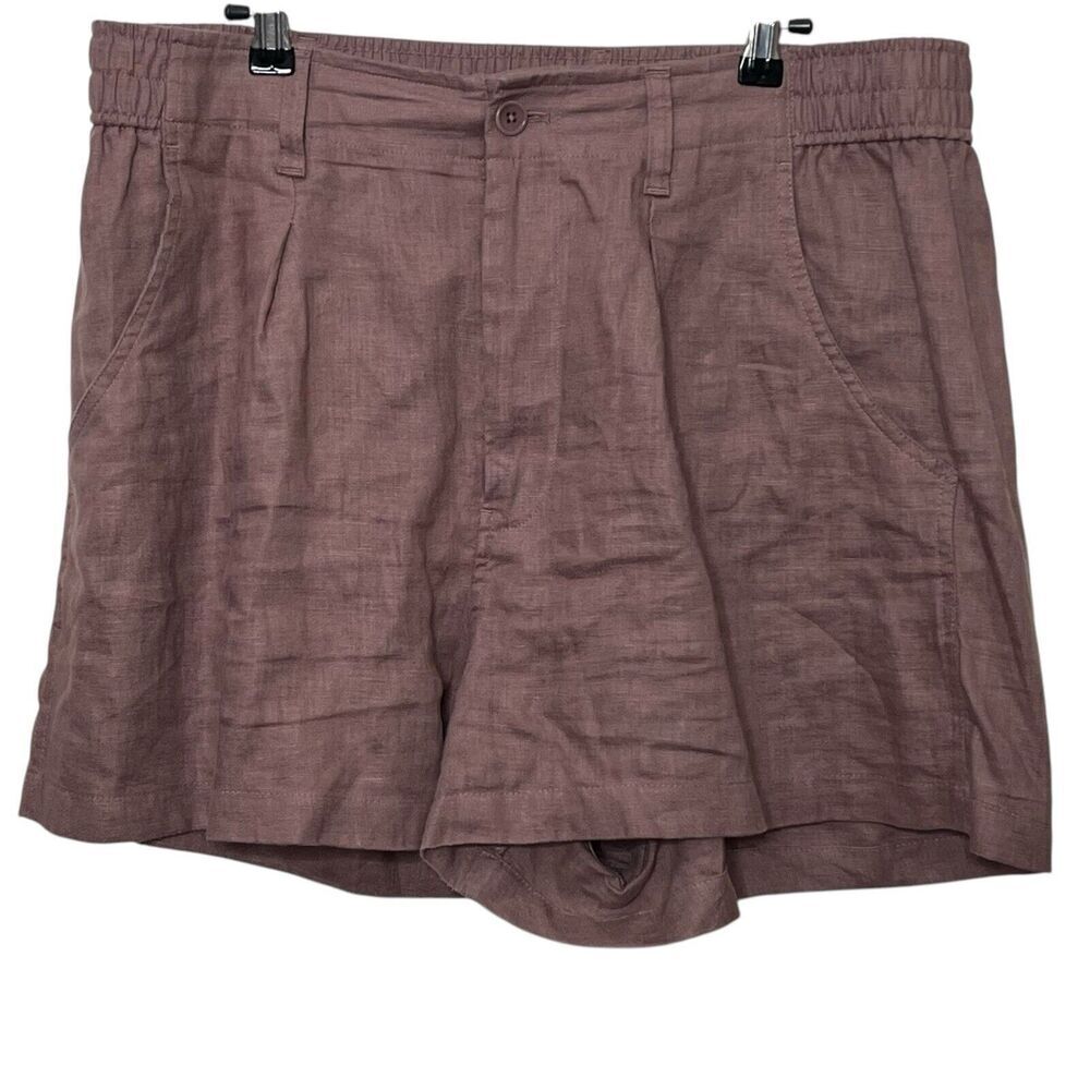 Madewell Neale Linen Shorts Brown Chino Women’s Size 14 High Rise - Picture 2 of 9